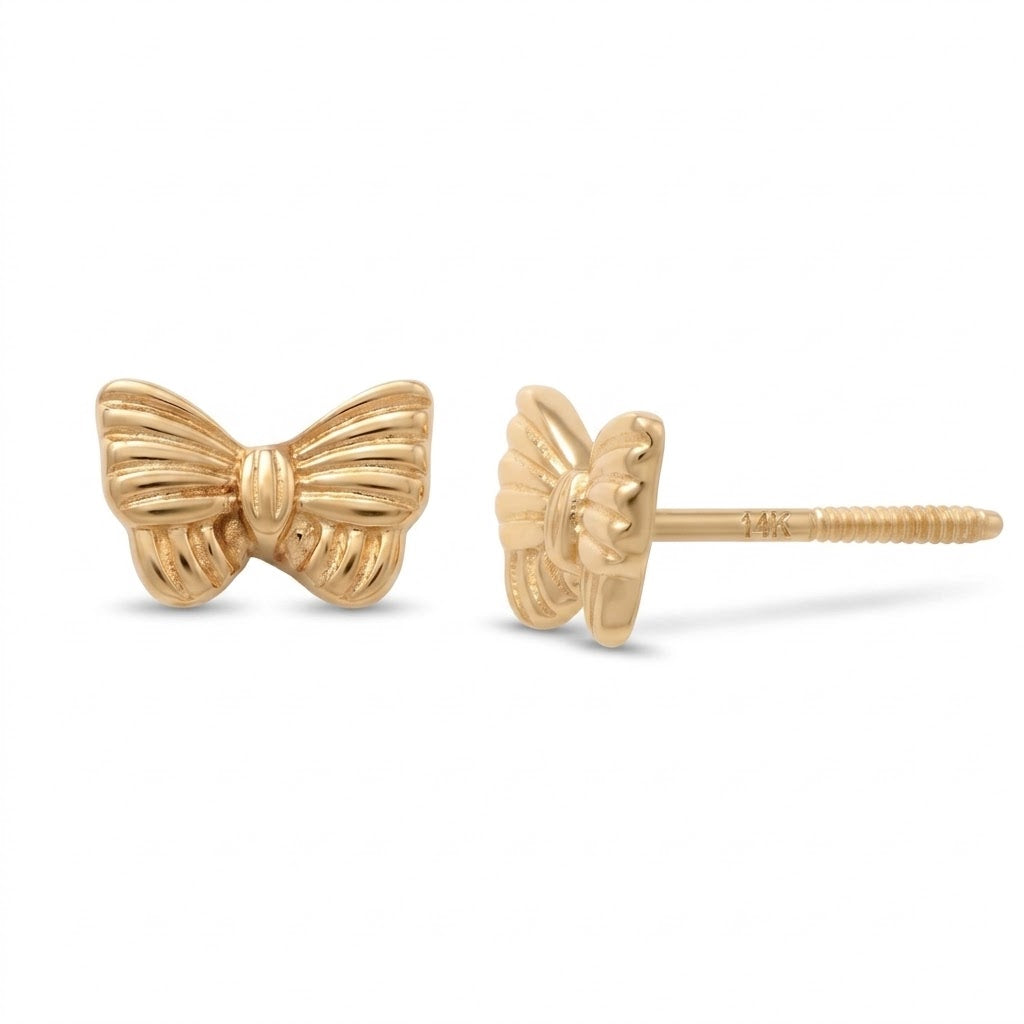 14K solid gold butterfly children's earrings with screw backs