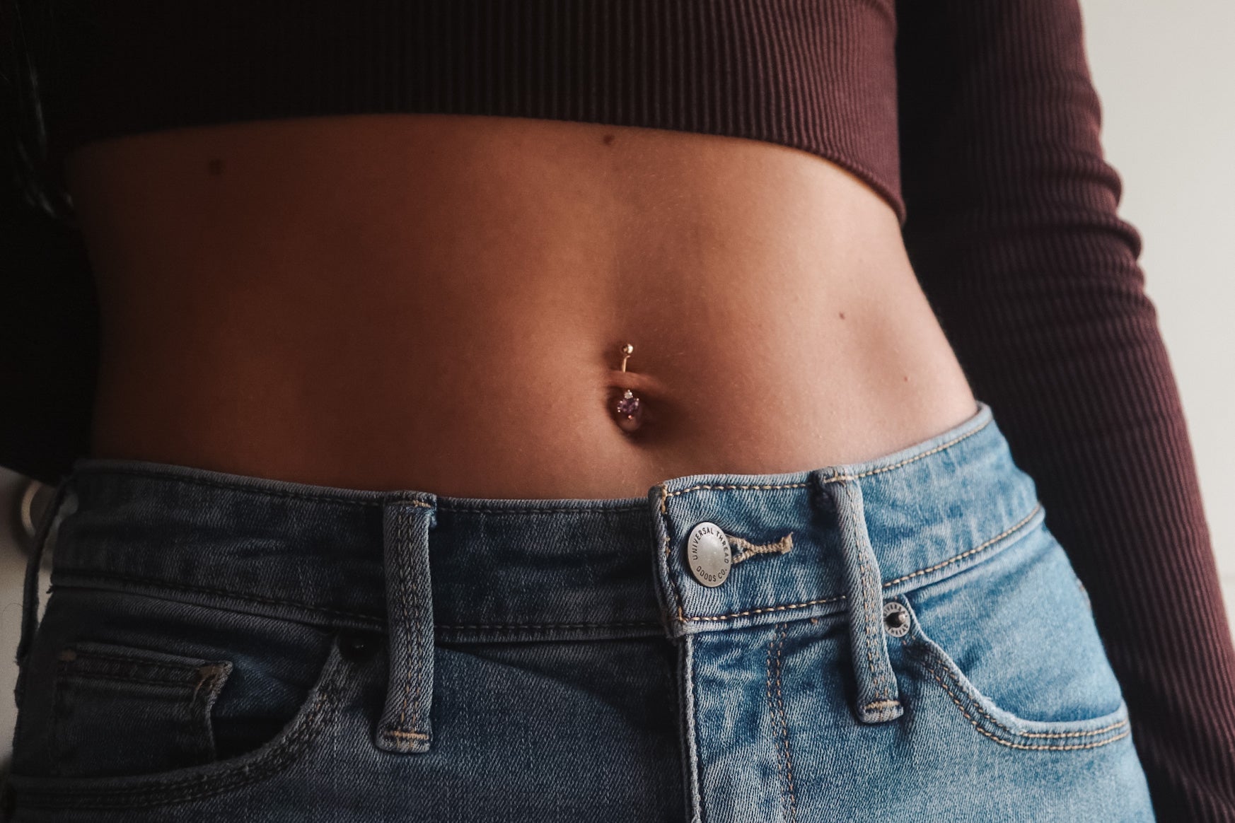 10K Solid Gold Pink Heart-Shaped Belly Ring