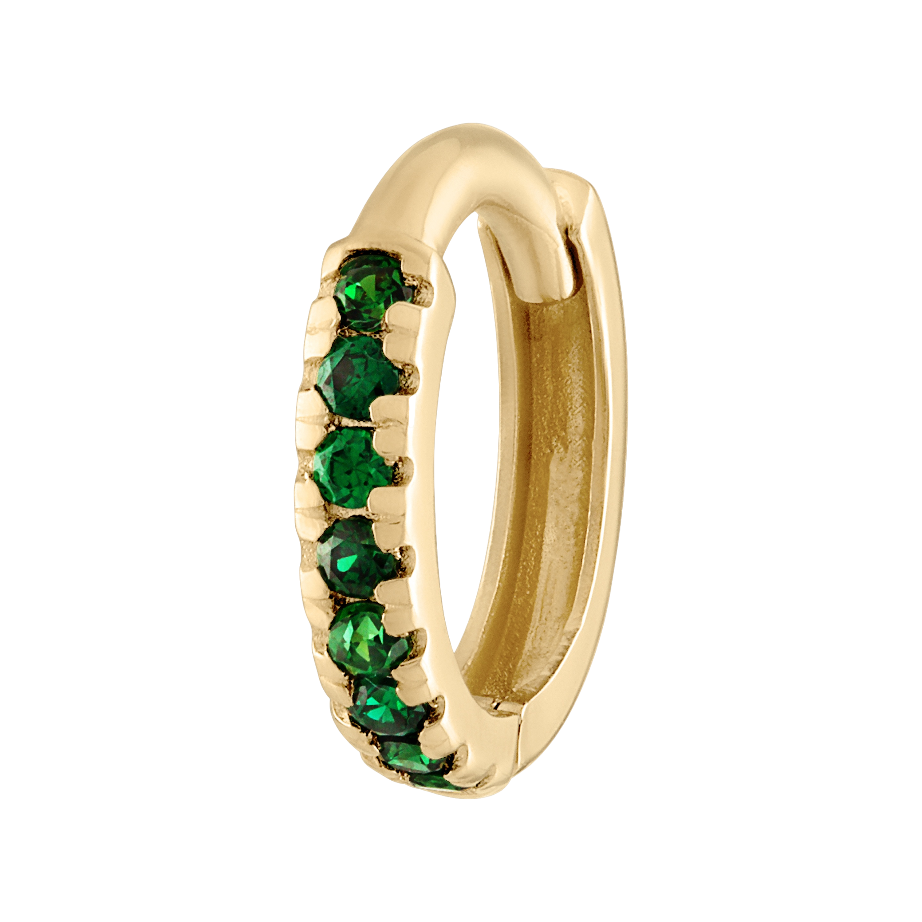 14K Solid Gold Belly Hoop With Emerald CZ