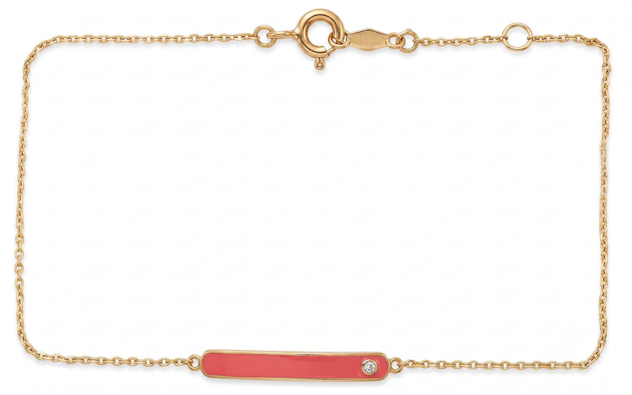 14K Solid Gold Pink Bar Children's Bracelet