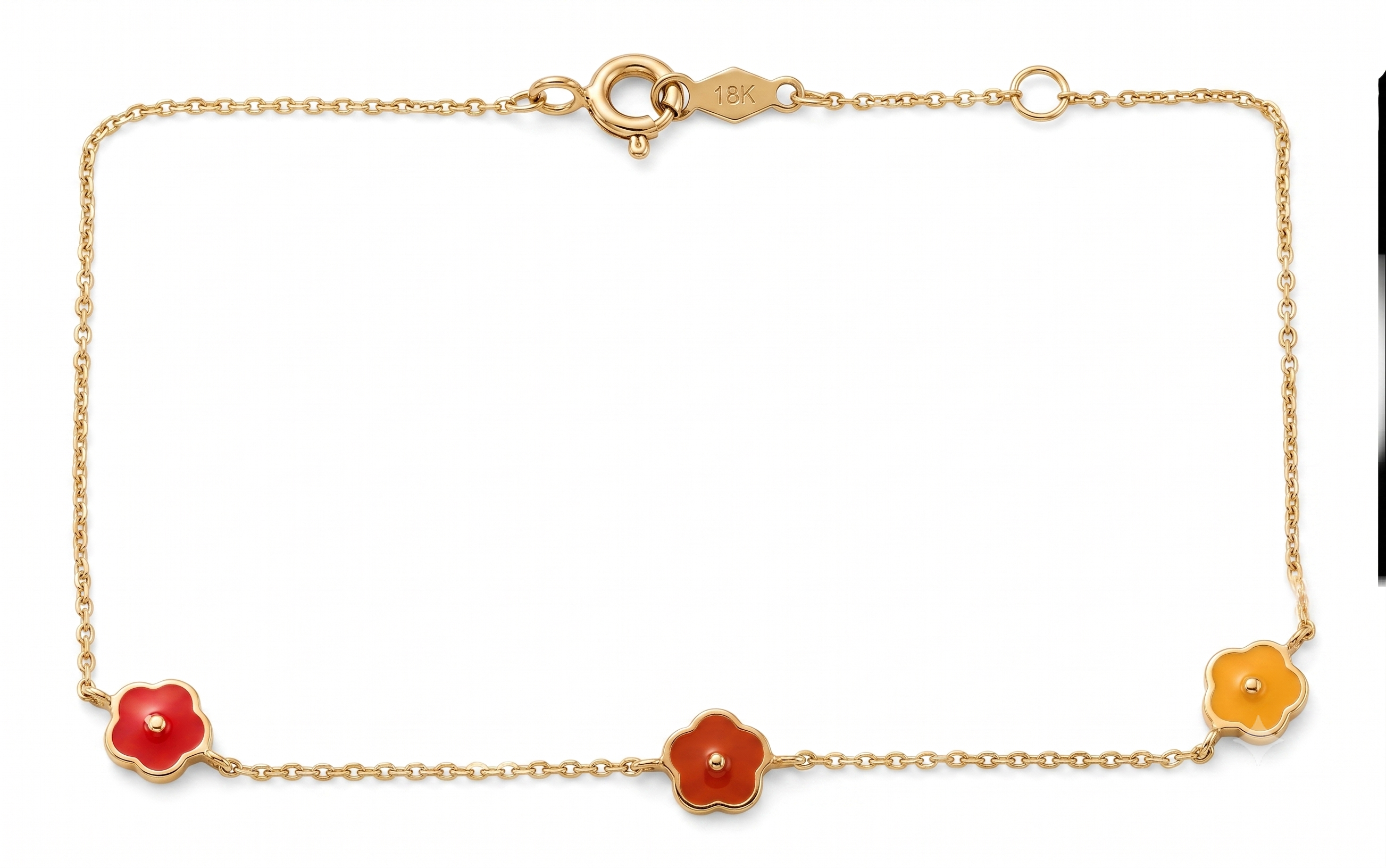 14K Solid Gold Triple Flower Children's Bracelet