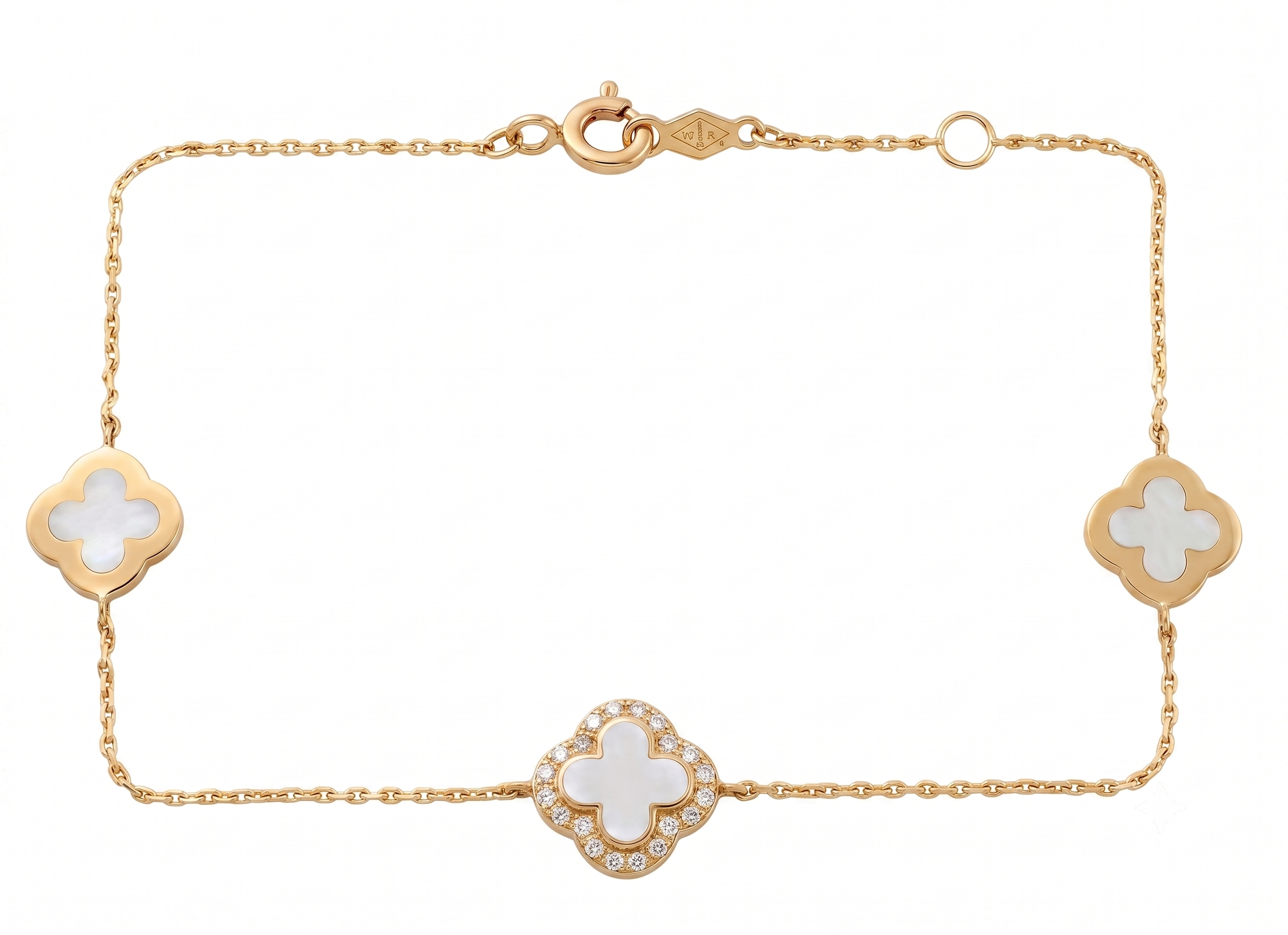 14K Solid Gold Triple Flower Children's Bracelet