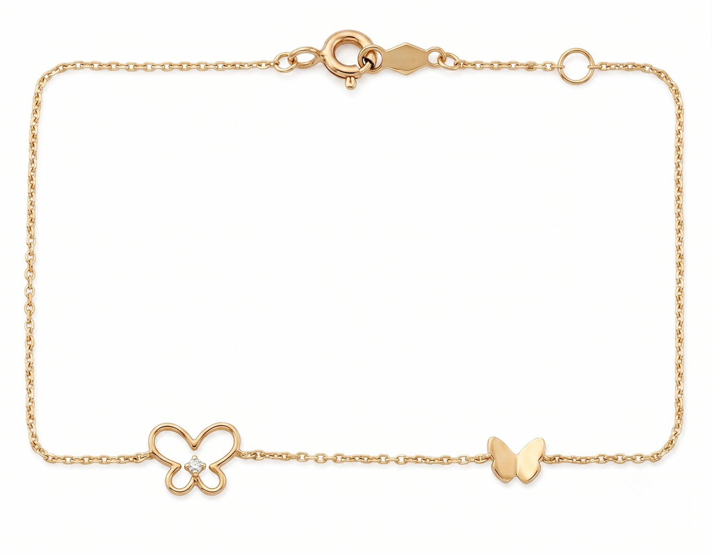 14K Solid Gold Children's Butterfly Bracelet