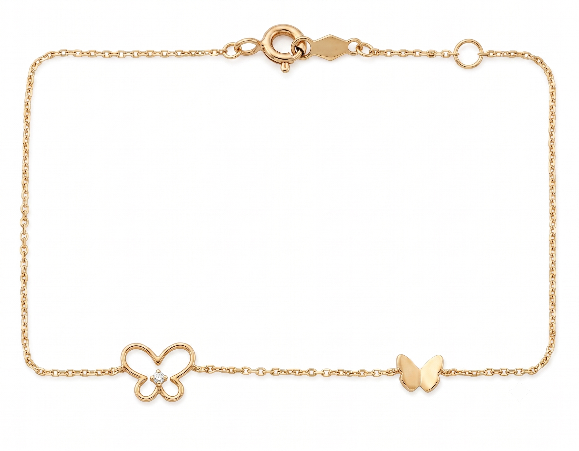14K Solid Gold Children's Butterfly Bracelet