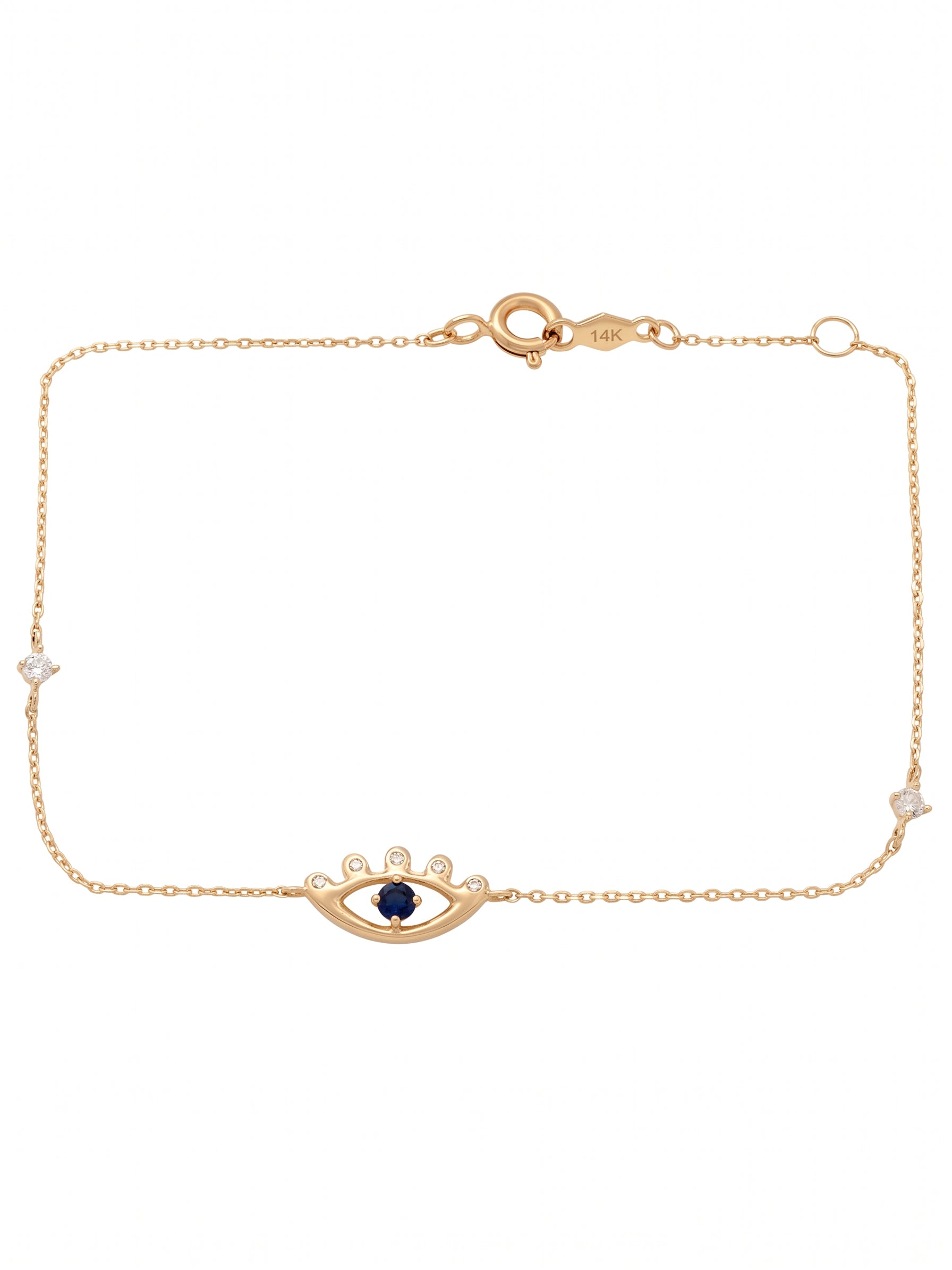 14K Solid Gold Evil Eye with CZs Children's Bracelet