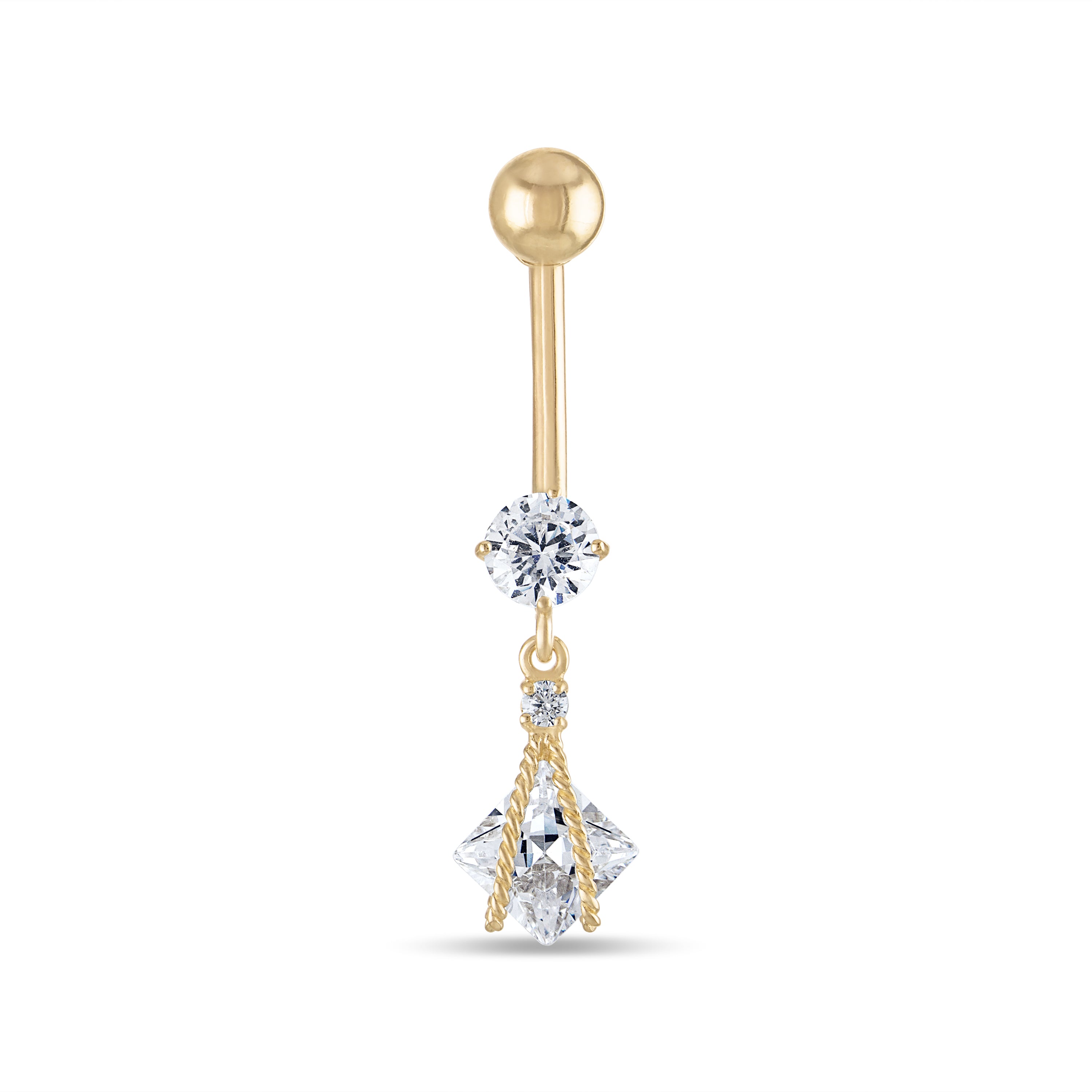 10K Solid Gold Dangling Belly Ring