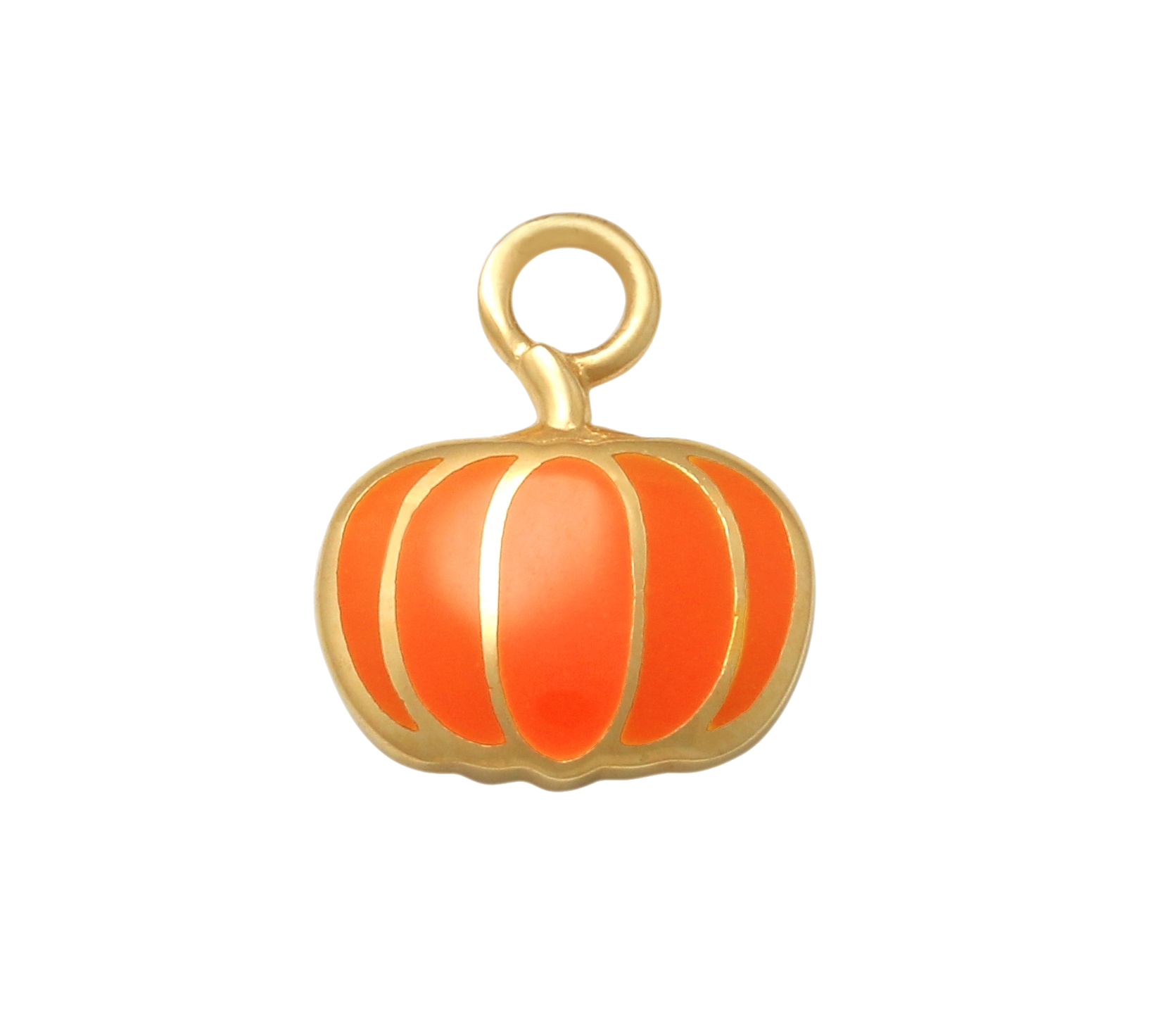 14K Solid Yellow Gold Handmade Belly Ring Hoop with a 10K Solid Yellow Gold Dangling Pumpkin Charm