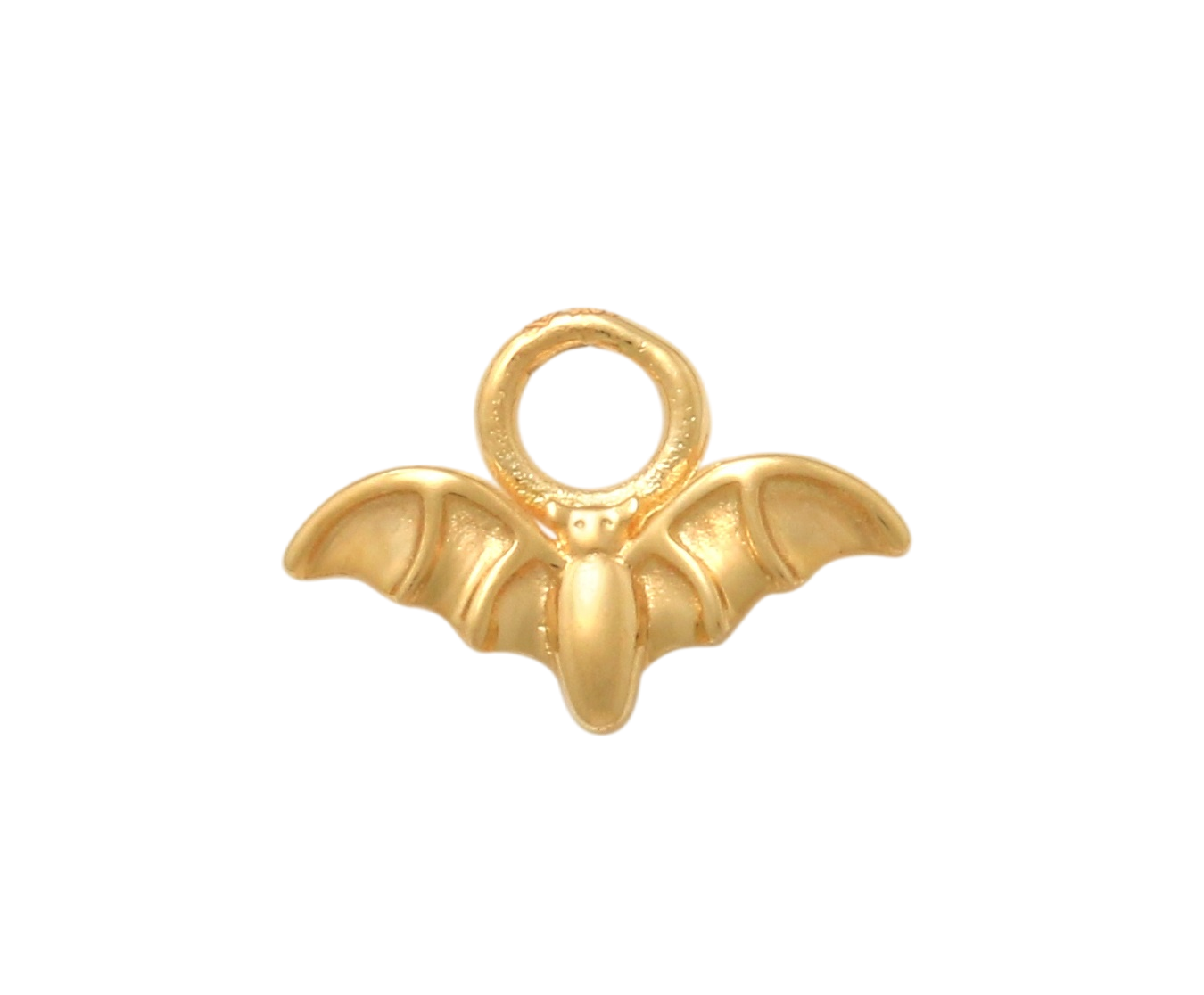 14K Solid Yellow Gold Handmade Belly Ring Hoop with a 10K Solid Yellow Gold Dangling Bat-Shaped Charm