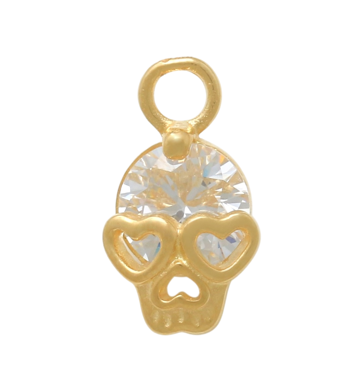 14K Solid Yellow Gold Handmade Belly Ring Hoop with a 10K Solid Yellow Gold Dangling Skull Charm