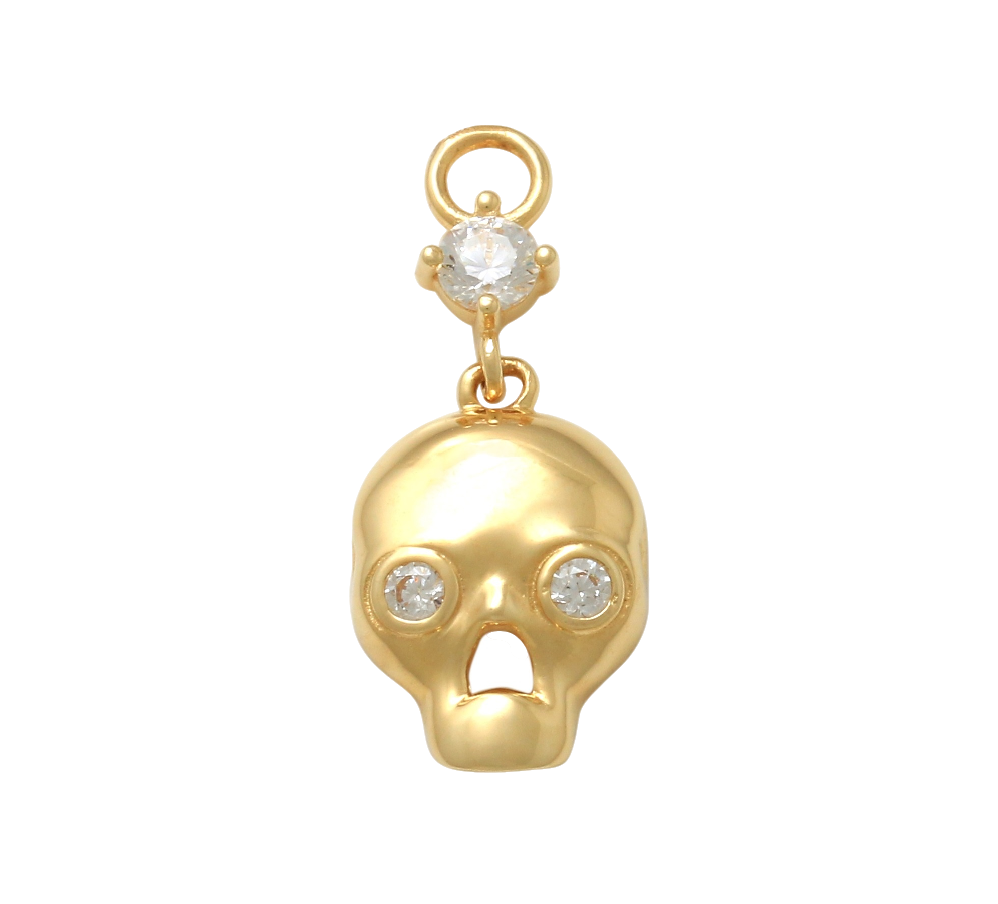 14K Solid Yellow Gold Handmade Belly Ring Hoop with a 10K Solid Yellow Gold Dangling Skull Charm