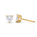 10K Solid Gold 3mm Heart CZ Stud Earrings
