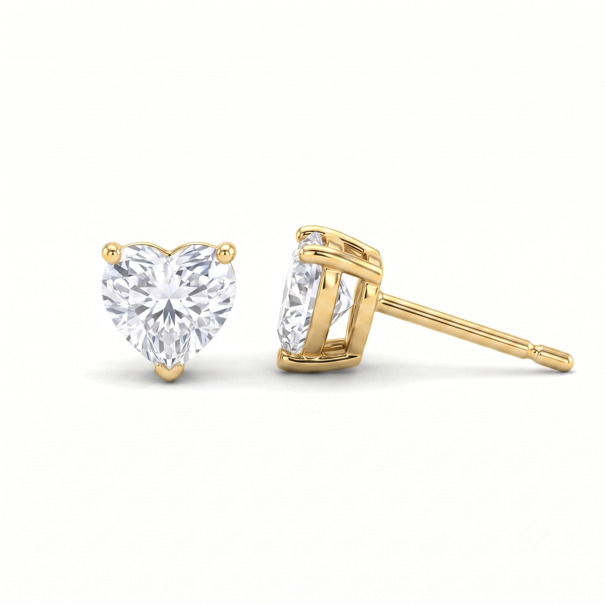 10K Solid Gold 5mm Heart CZ Stud Earrings