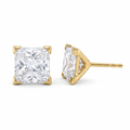 10K Solid Gold 5mm Princess Cut CZ Stud Earrings