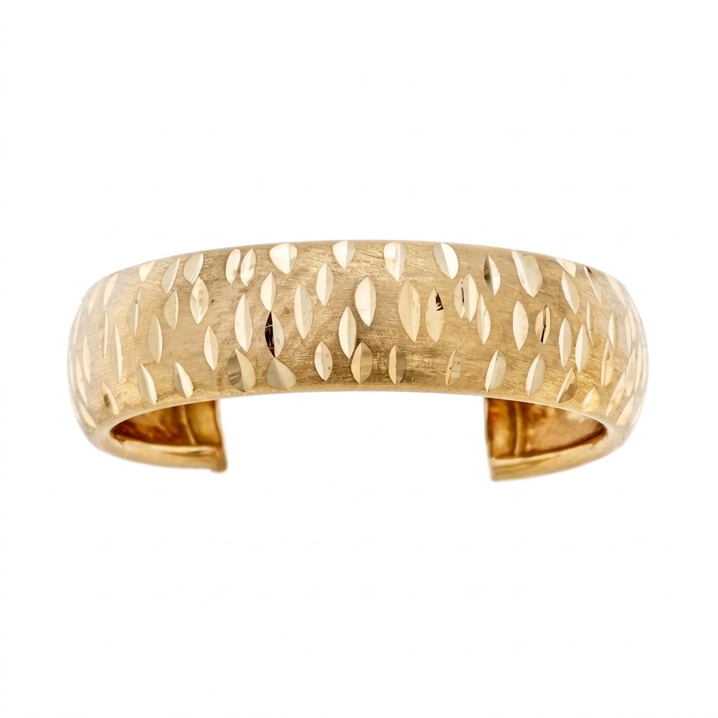 10K solid yellow gold marquise diamond-cut toe ring, 4mm wide adjustable band