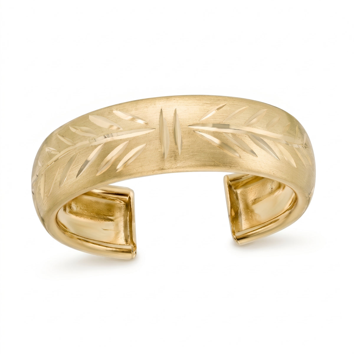 10K solid gold 4mm wide diamond-cut adjustable toe ring, product photo