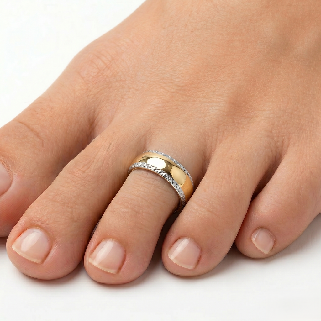 10K Two Tone Gold Toe Ring