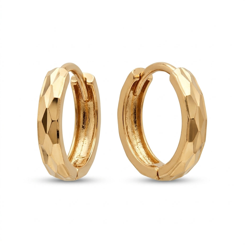 14K Solid Gold Fancy Huggies