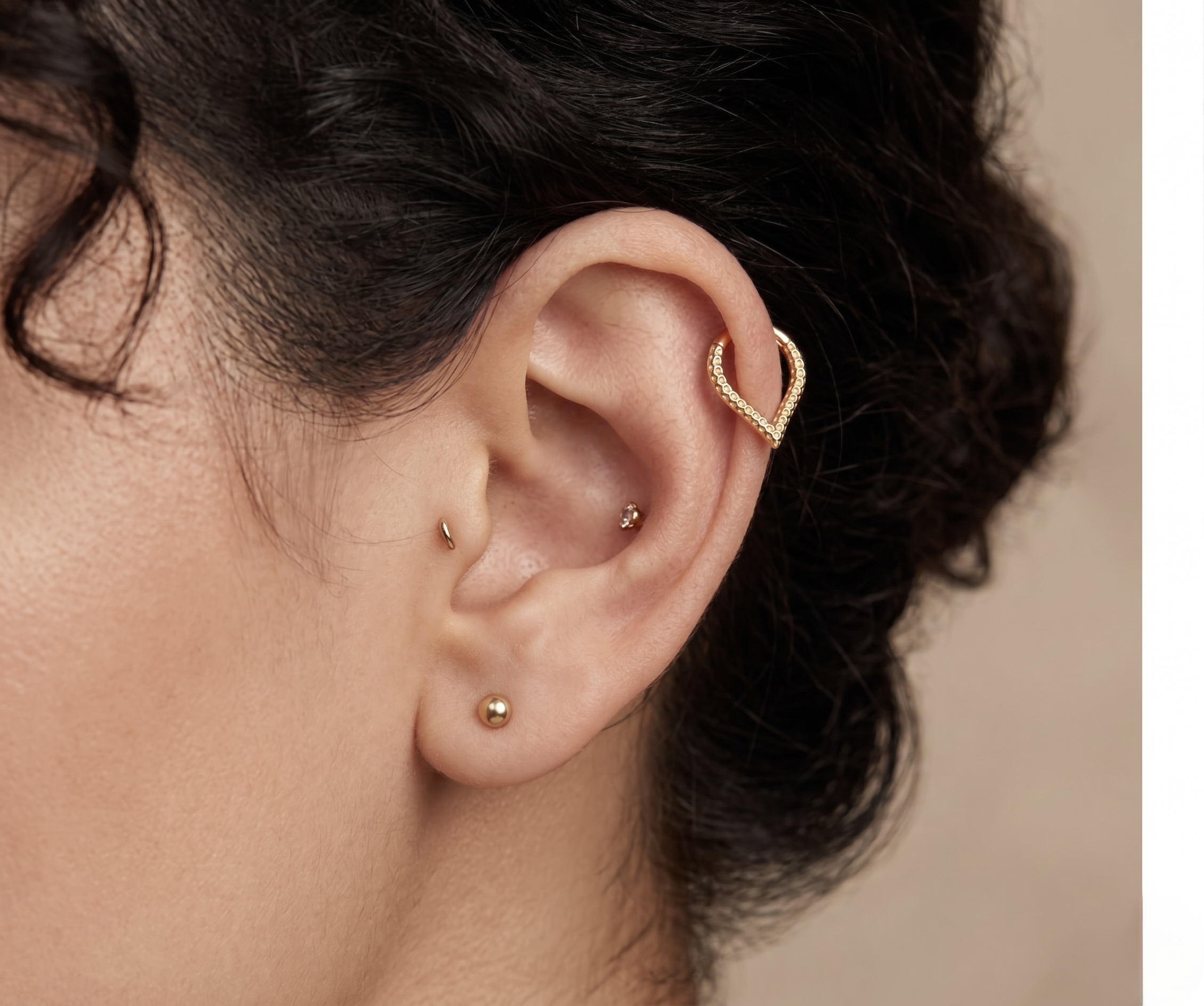 14K Solid Gold 16G 8mm Clicker Hoop
