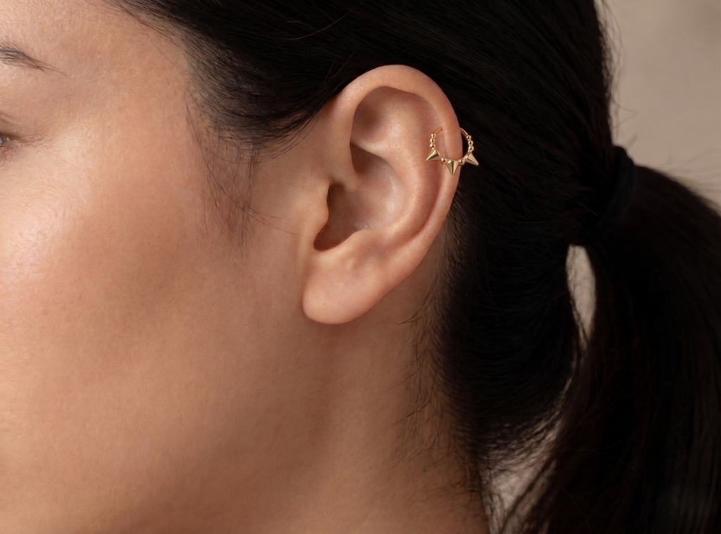 14K Solid Gold 18G 8mm Clicker Nose Hoop