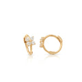 14K Solid Gold Flower CZ Huggies