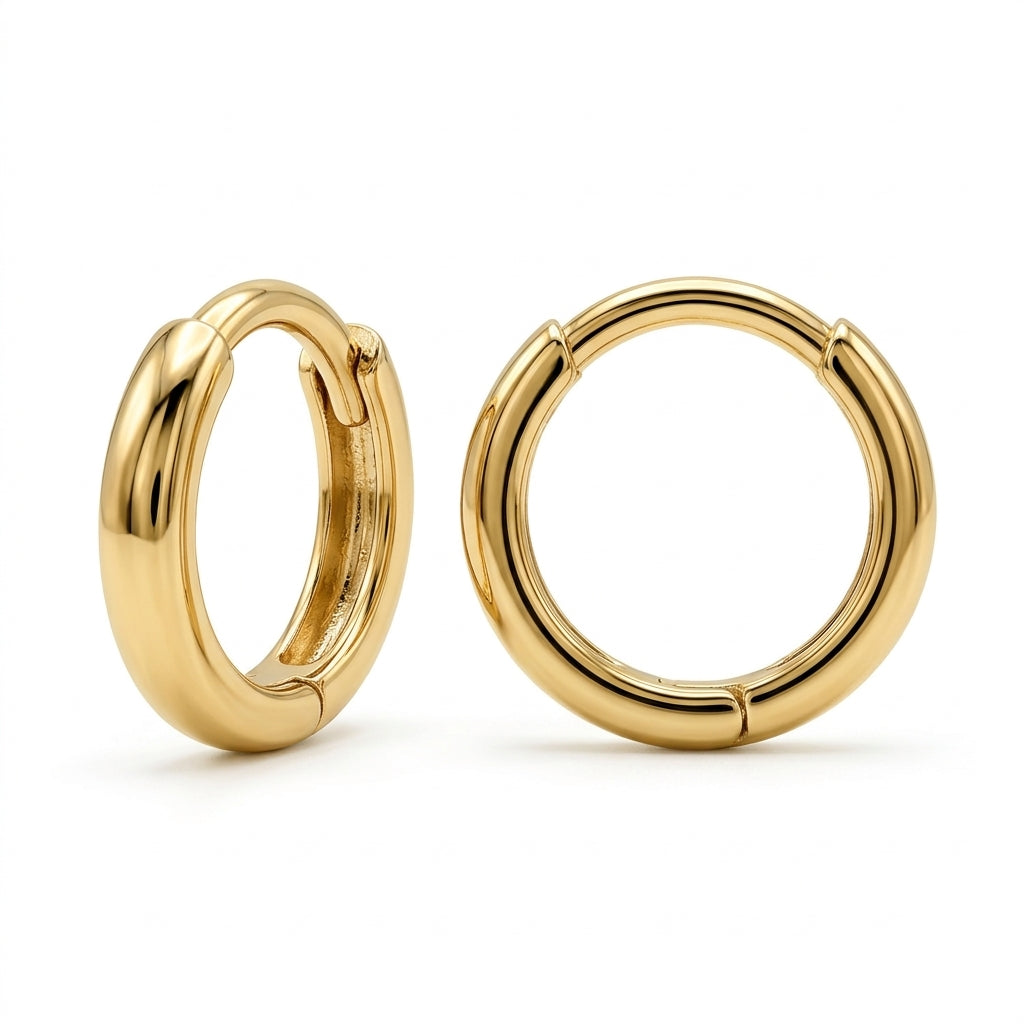 14K Solid Gold Huggies