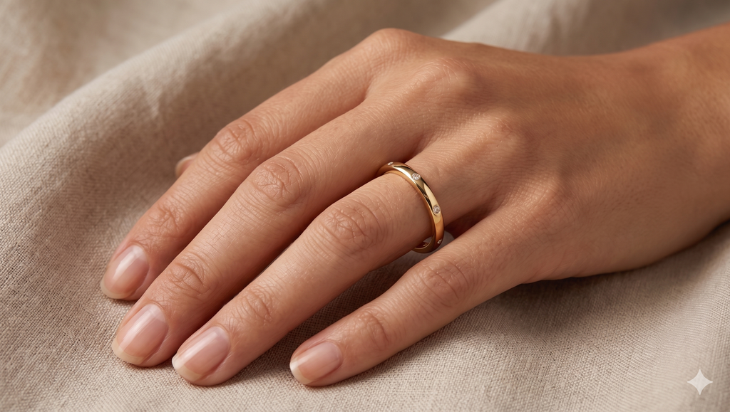 14K Solid Gold Diamond Band Ring
