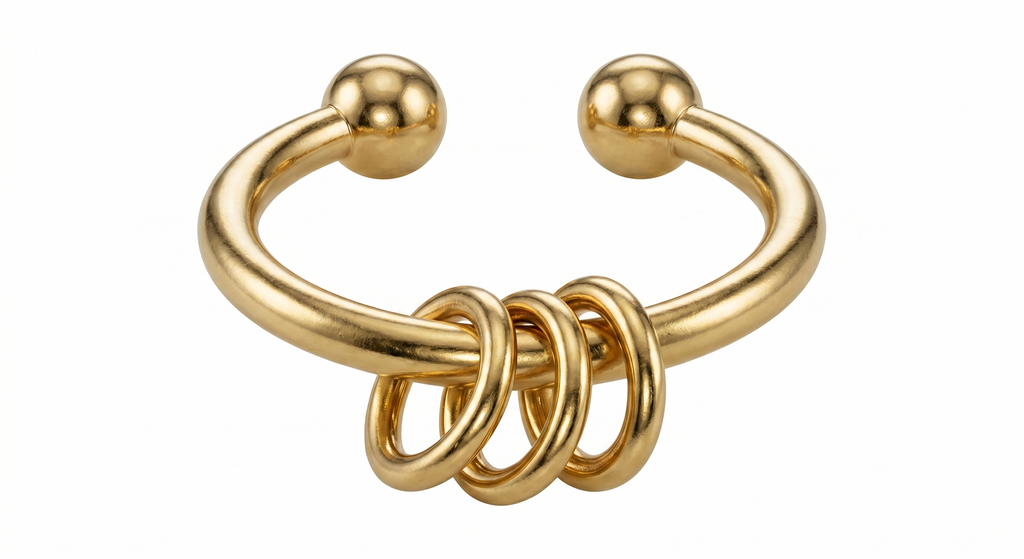 10K Solid Gold Triple Ring Ear Cuff