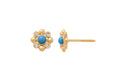 14K Solid Gold Flower Children's Earrings