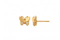14K Solid Gold Butterfly Children's Earrings with CZs