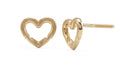 14K Solid Gold Heart Children's Earrings