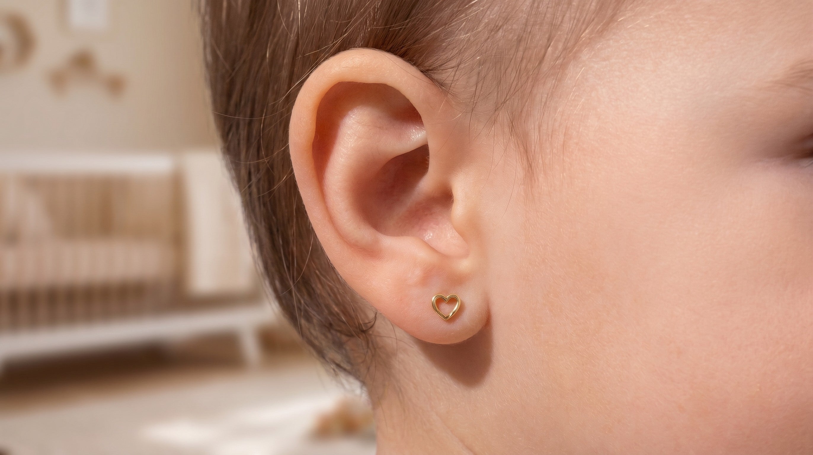 14K Solid Gold Heart Children's Earrings