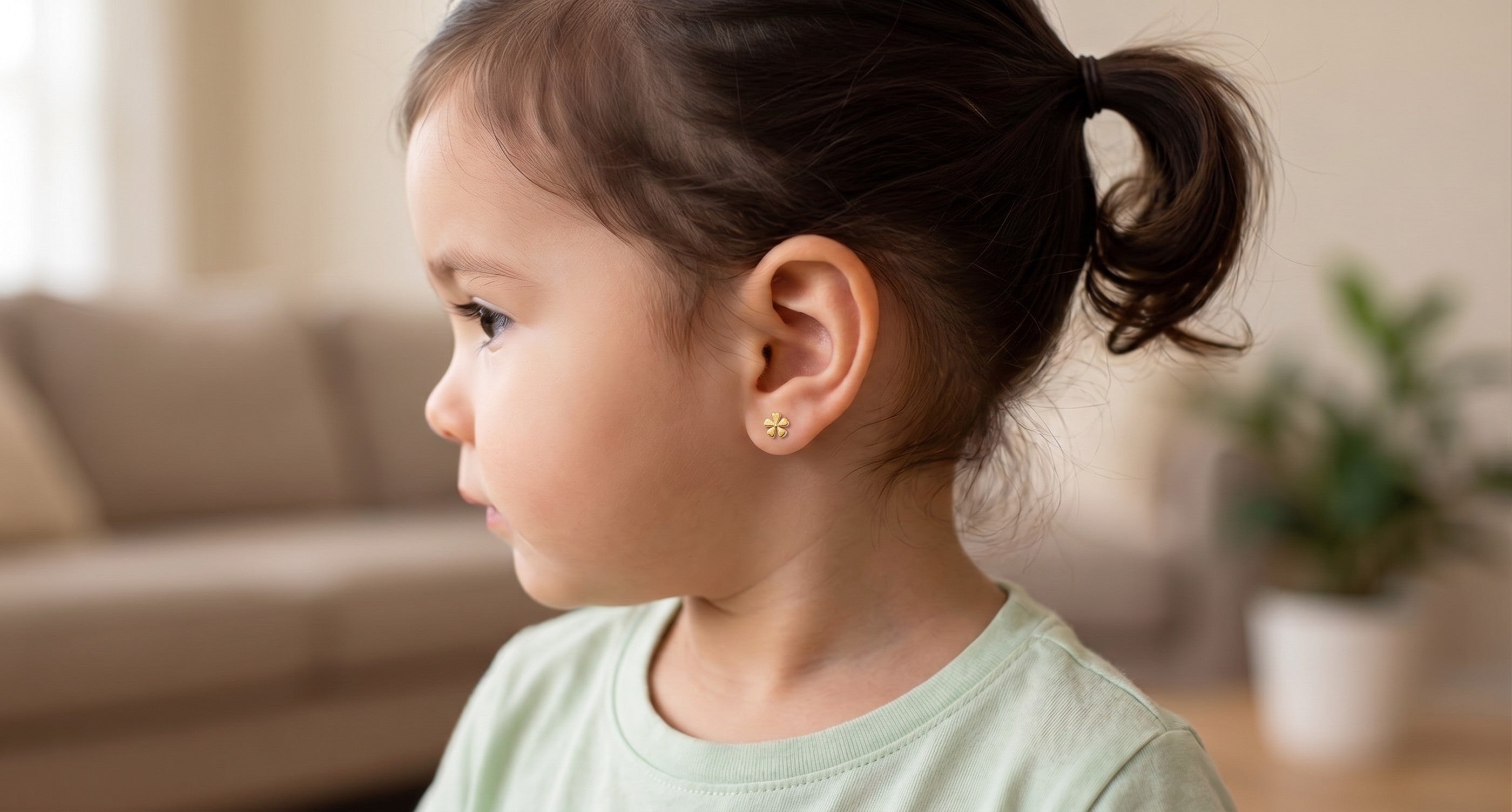 14K Solid Gold Flower Children's Earrings