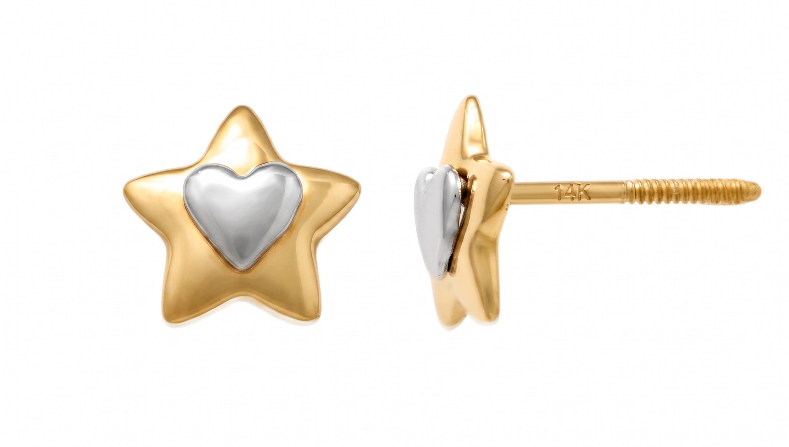14K Solid Gold Star Children's Earrings