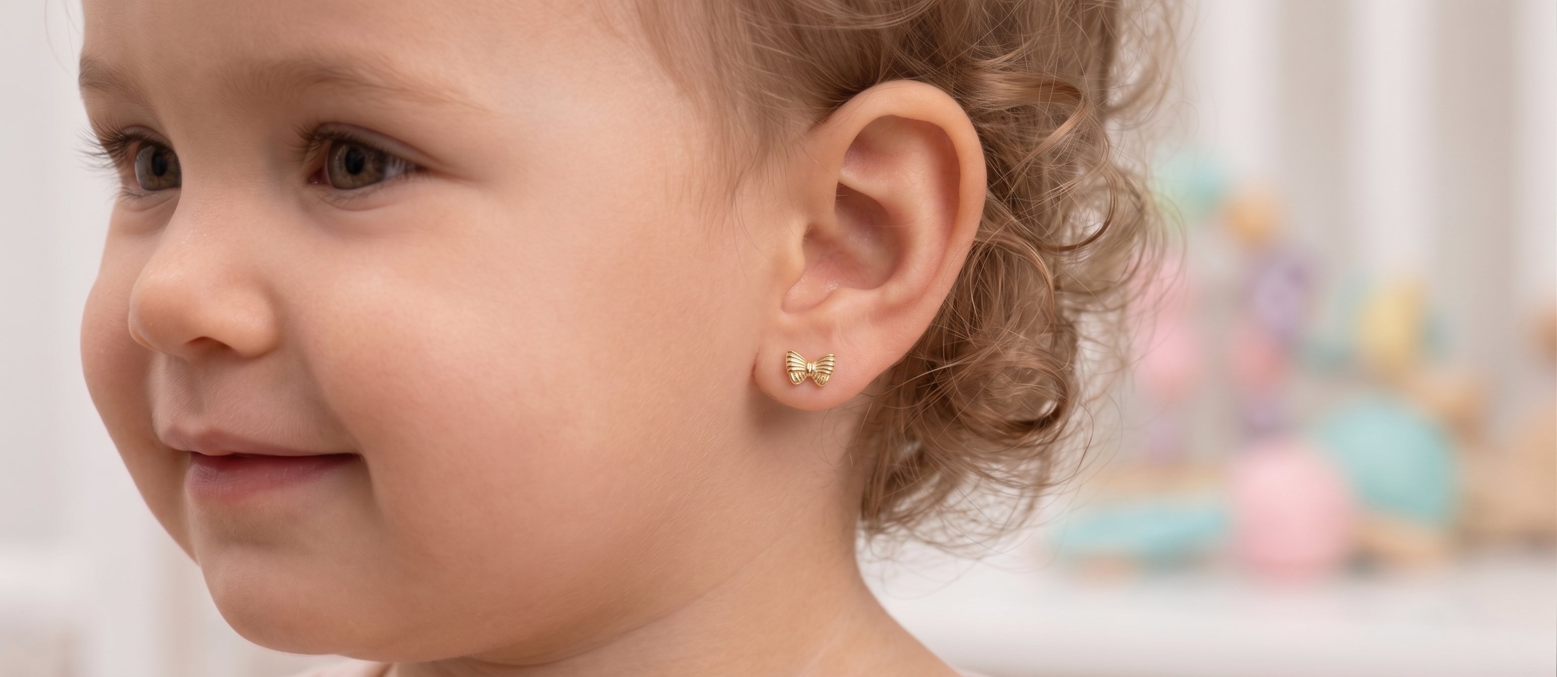 14K Solid Gold Butterfly Children's Earrings