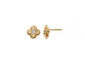 14K Solid Gold Diamond Cut Flower Children's Earrings