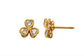 14K Solid Gold Flower CZ Children's Earrings