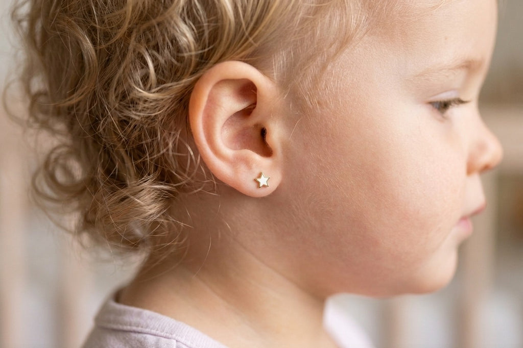 14K Solid Gold Star Epoxy Earrings