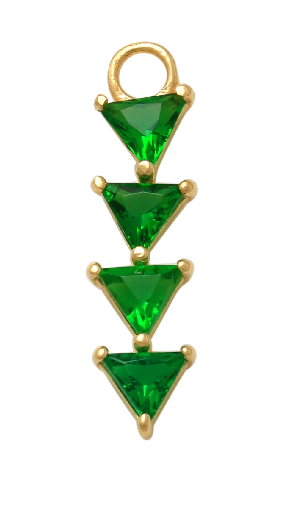 10K Solid Yellow Gold Dangling Multi-Arrow Green Charm