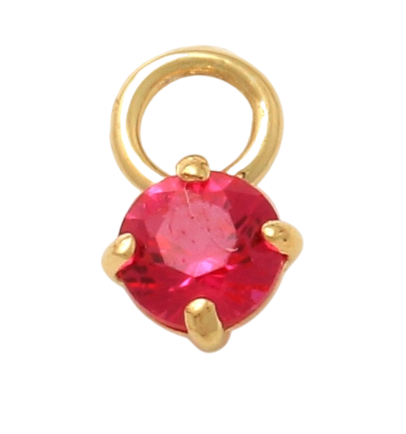 10K Solid Yellow Gold Dangling Red Charm