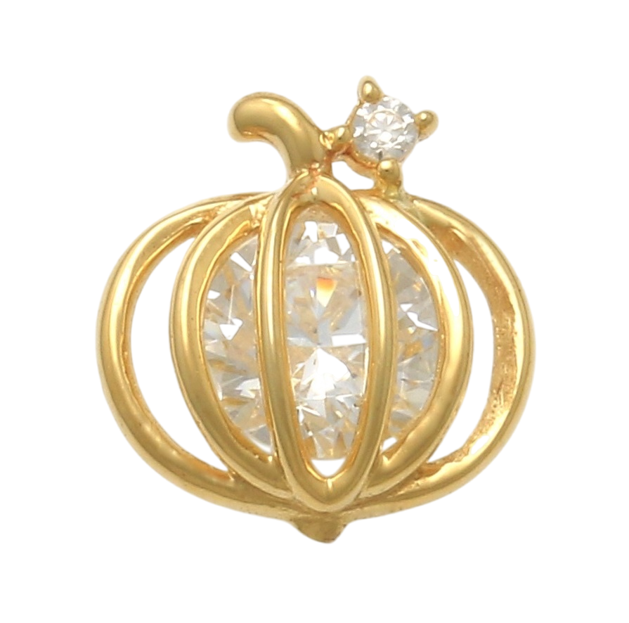 10k Solid Yellow Gold 18 Gauge Pumpkin-Shaped Cartilage Earring with CZ