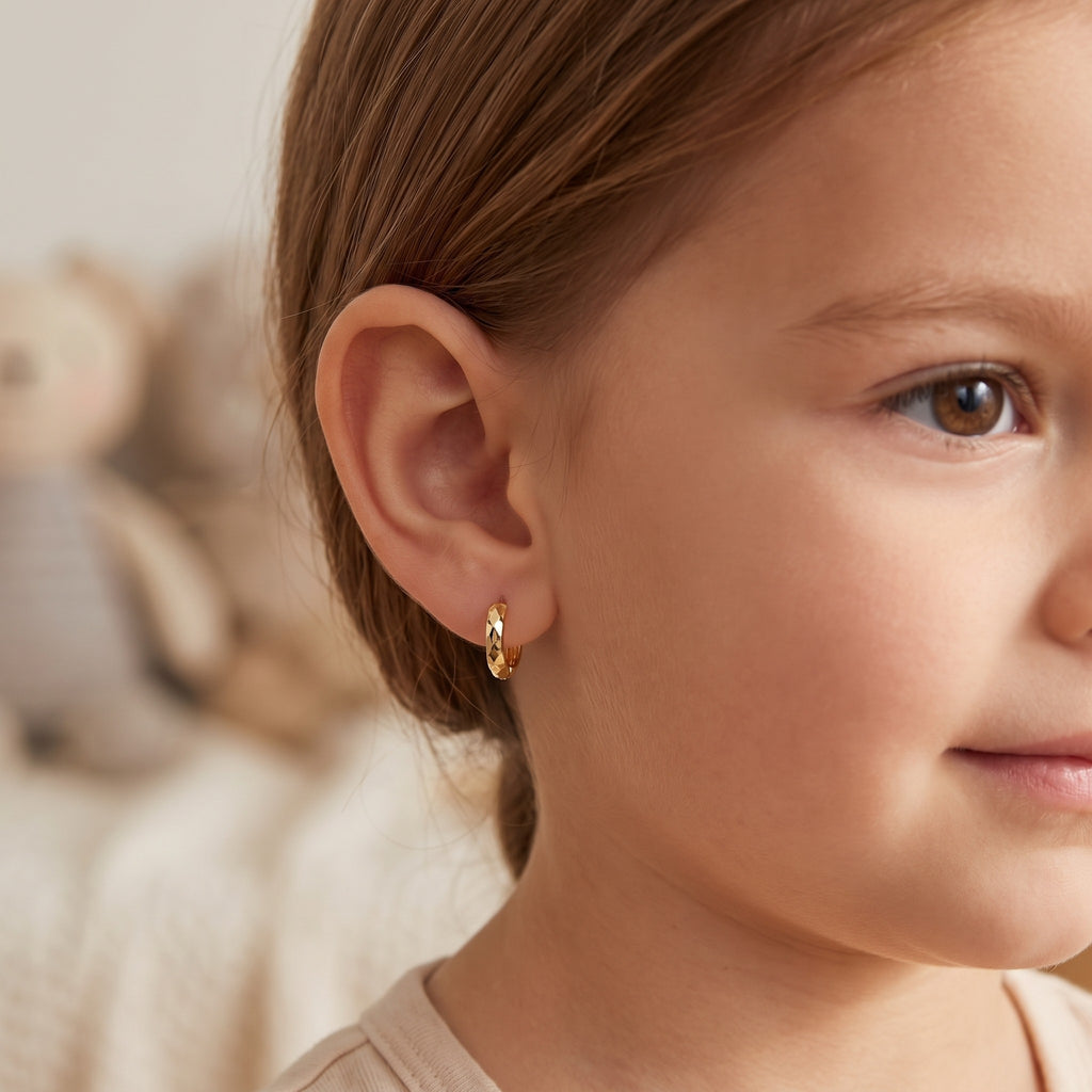 14K Solid Gold Fancy Huggies