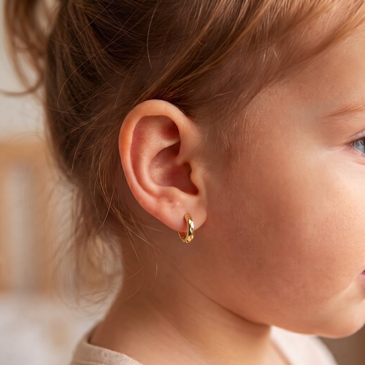 14K Solid Gold Fancy Huggies