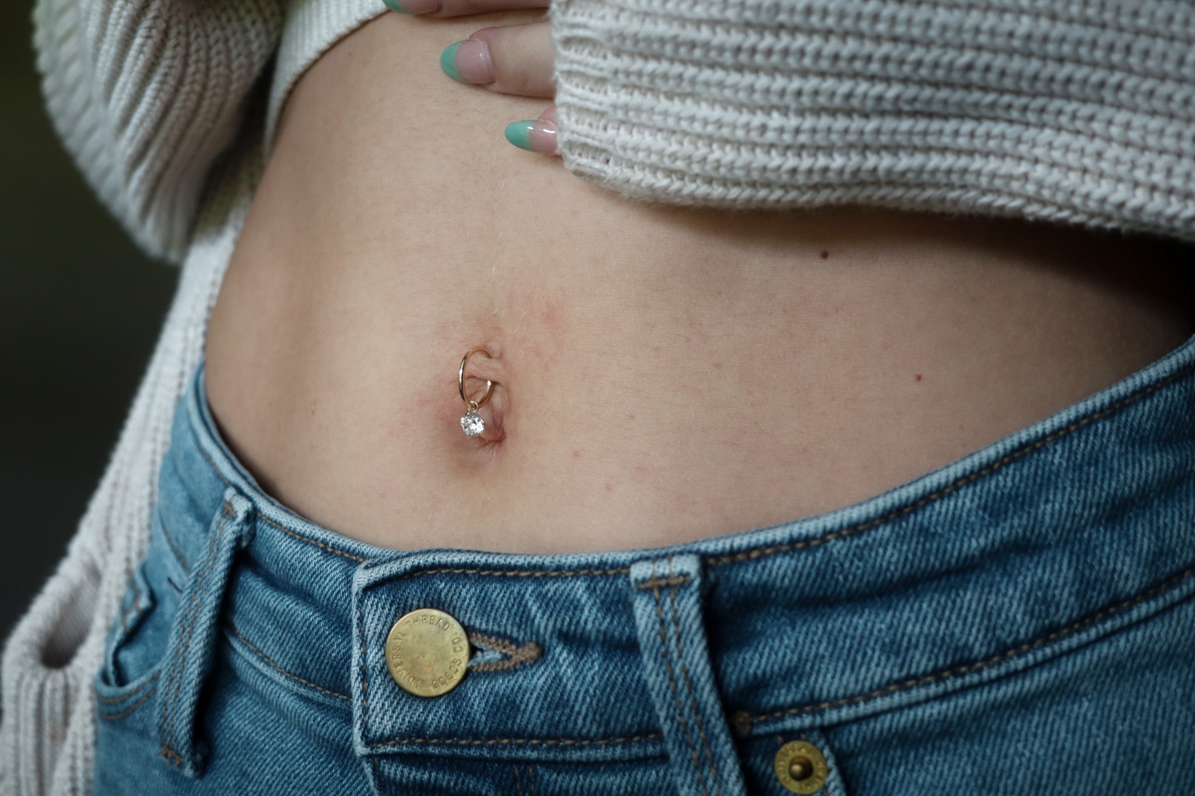 10K Solid Yellow Gold Dangling Red Charm