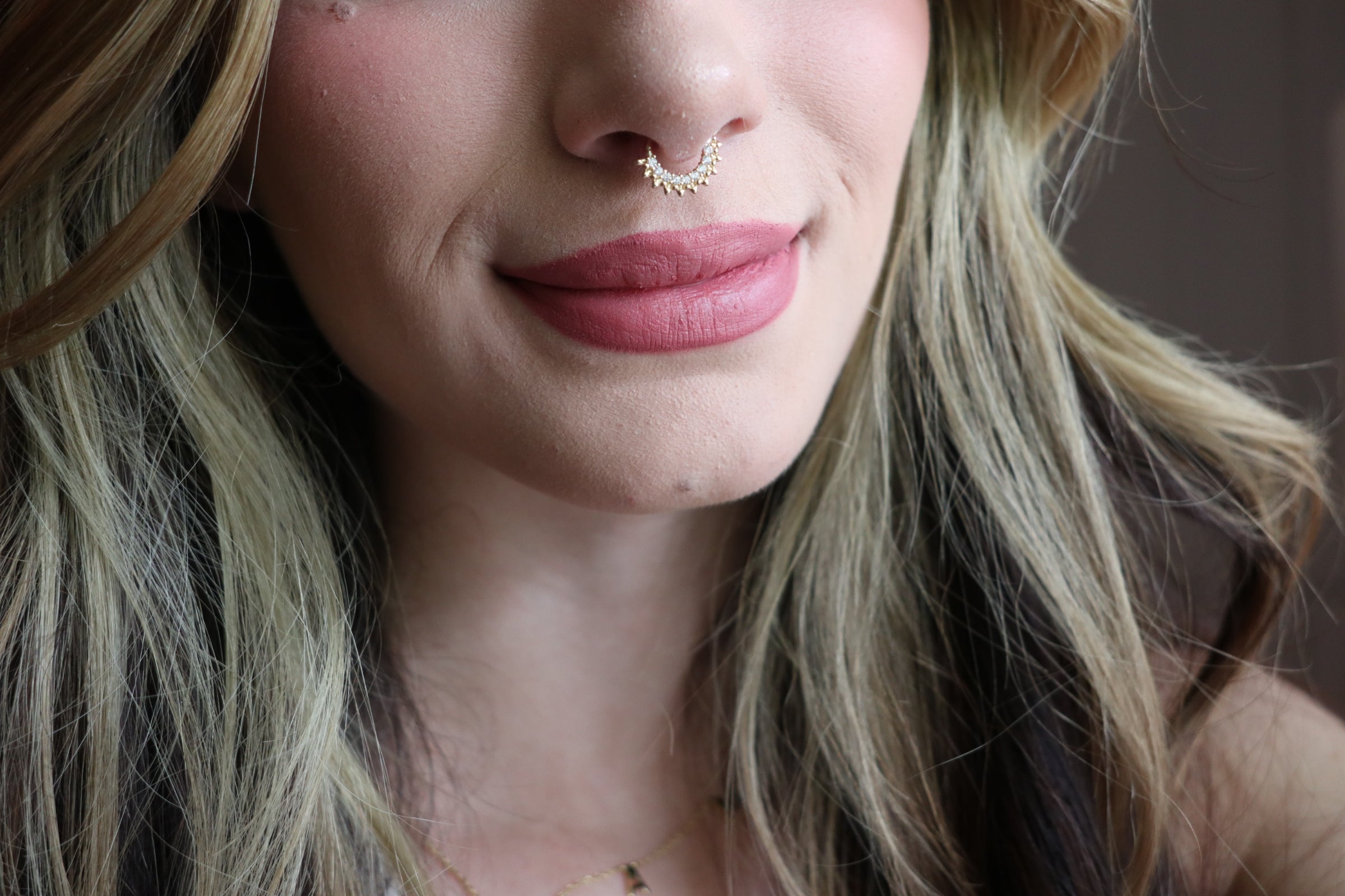 10K Solid Gold Septum Clicker With CZ