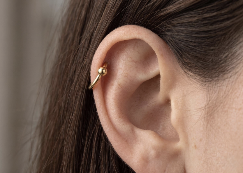 10K Solid Gold 14G 3mm Ball 10mm Clicker Hoop