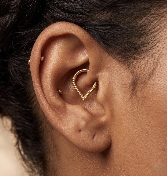 14K Solid Gold 16G 8mm Clicker Hoop