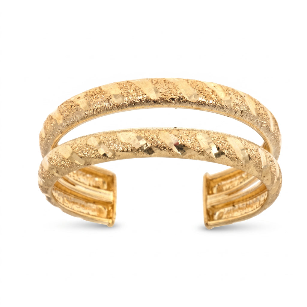 10K solid gold beaded toe ring, product photo