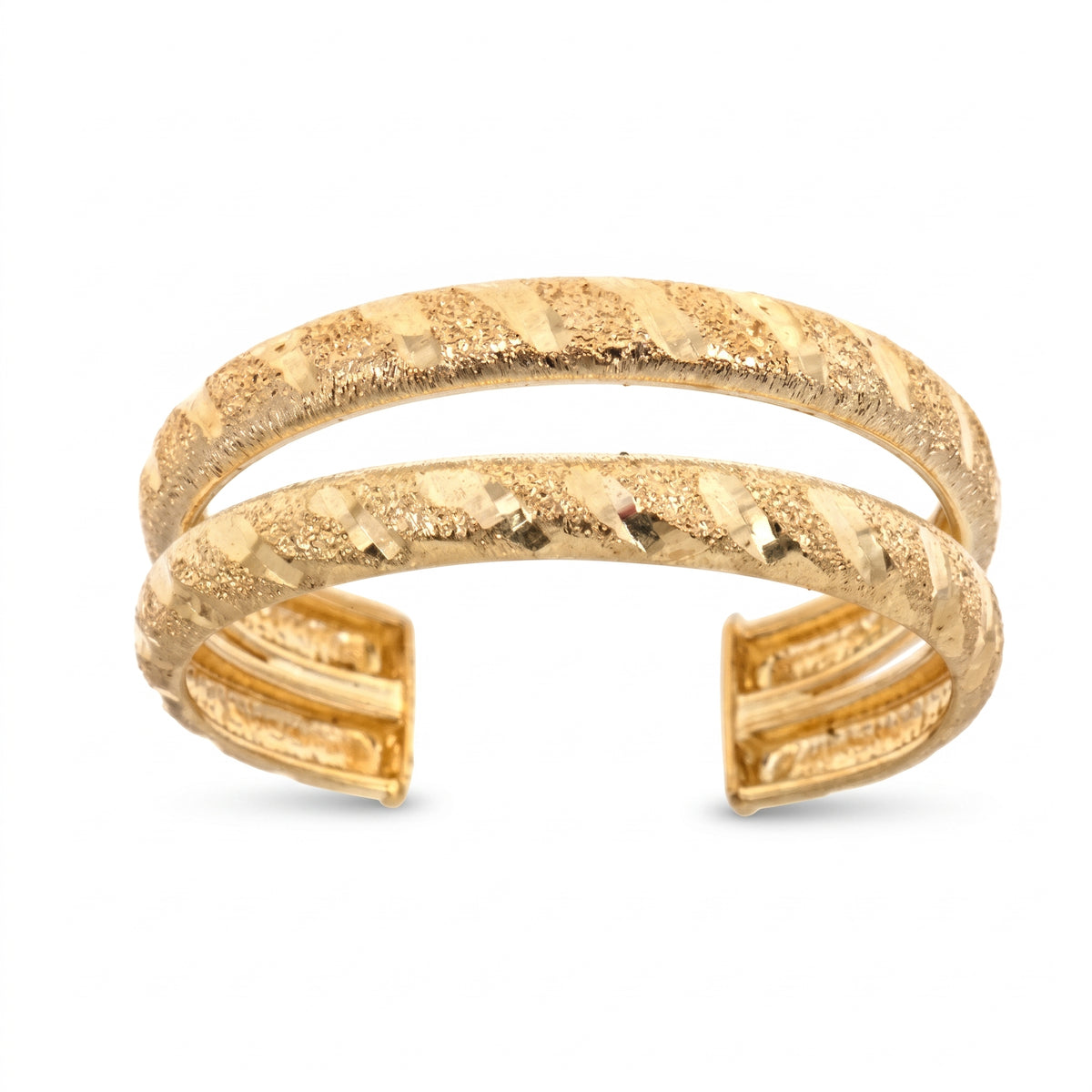 10K solid gold beaded toe ring, product photo