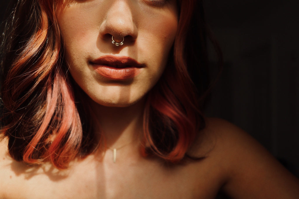 10K Solid Gold Opal Septum Ring - Opal, Yellow gold, Solid gold