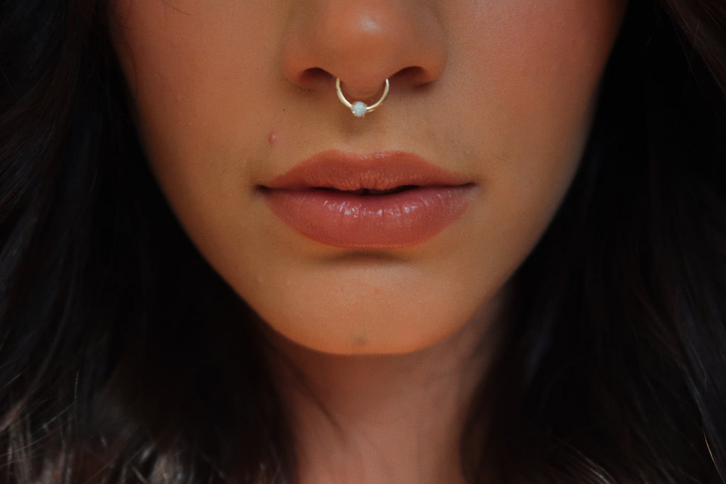 10K Solid Gold Opal Daith Ring - Opal, Yellow gold, Solid gold